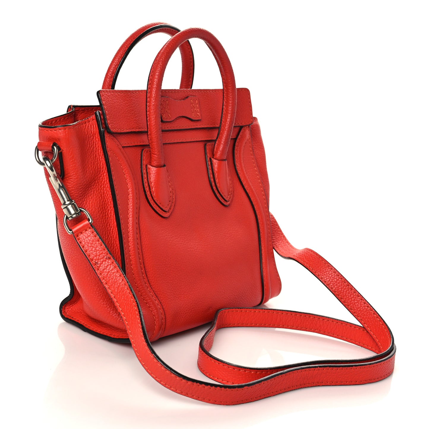 Drummed Calfskin Nano Luggage Coquelicot