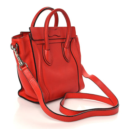 Celine Drummed Calfskin Nano Luggage Coquelicot 2 of 6