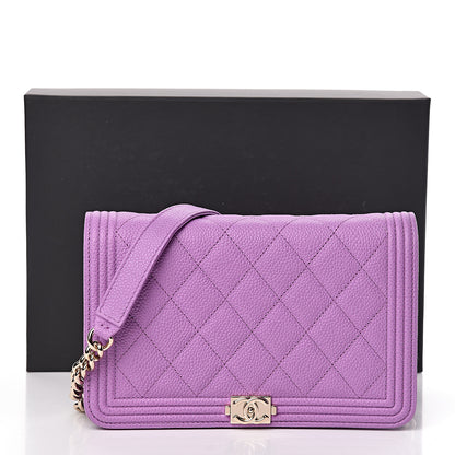 Chanel Caviar Quilted Boy Wallet On Chain WOC Purple 12 of 12