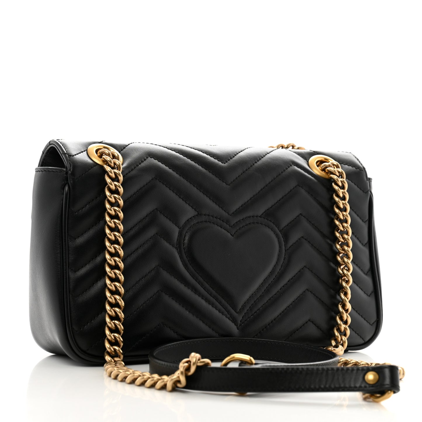 Calfskin Matelasse Small GG Marmont Shoulder Bag Black