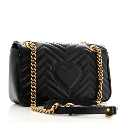 Gucci Calfskin Matelasse Small GG Marmont Shoulder Bag Black 3 of 12