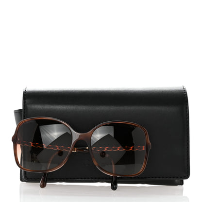 Chanel Acetate Metal Lambskin Chain Square Sunglasses 5210-Q Brown 10 of 10