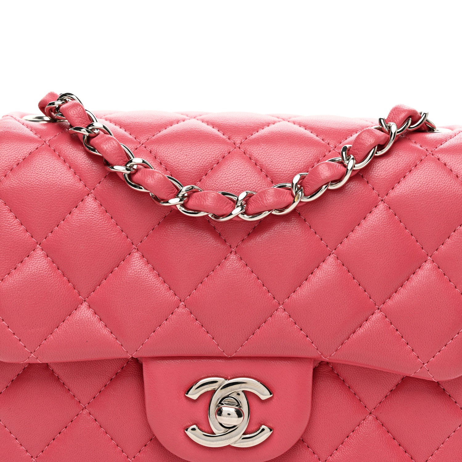 Chanel Lambskin Quilted Mini Square Flap Pink 8 of 10