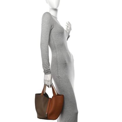 Hermes Taurillon Clemence Casaque Picotin Lock 22 Gold Etoupe Nata 2 of 10