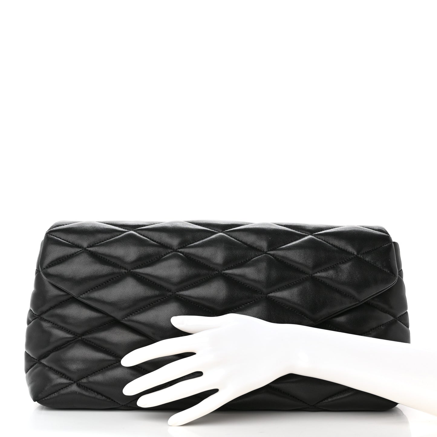Lambskin Quilted Sade Puffer Envelope Clutch Black