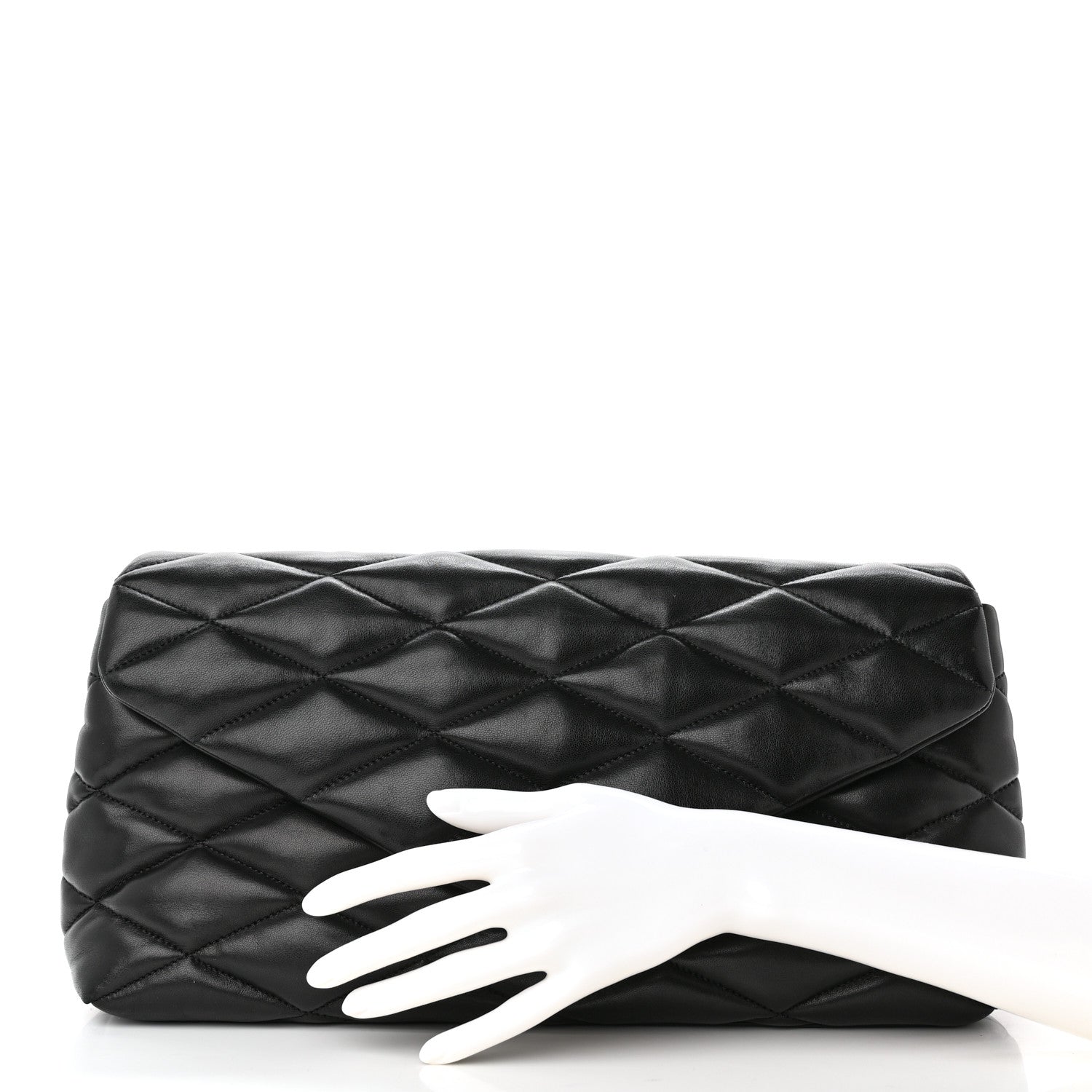 Saint Laurent Lambskin Quilted Sade Puffer Envelope Clutch Black 2 of 13