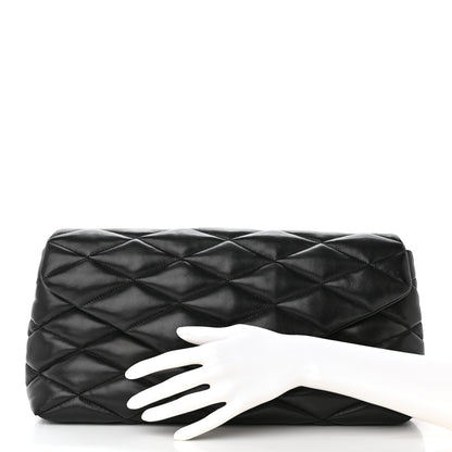 Saint Laurent Lambskin Quilted Sade Puffer Envelope Clutch Black 2 of 13