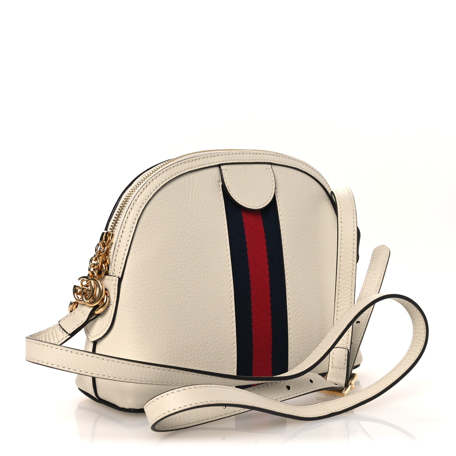 Gucci Textured Dollar Calfskin Web Small Ophidia Dome Shoulder Bag Mystic White 3 of 11