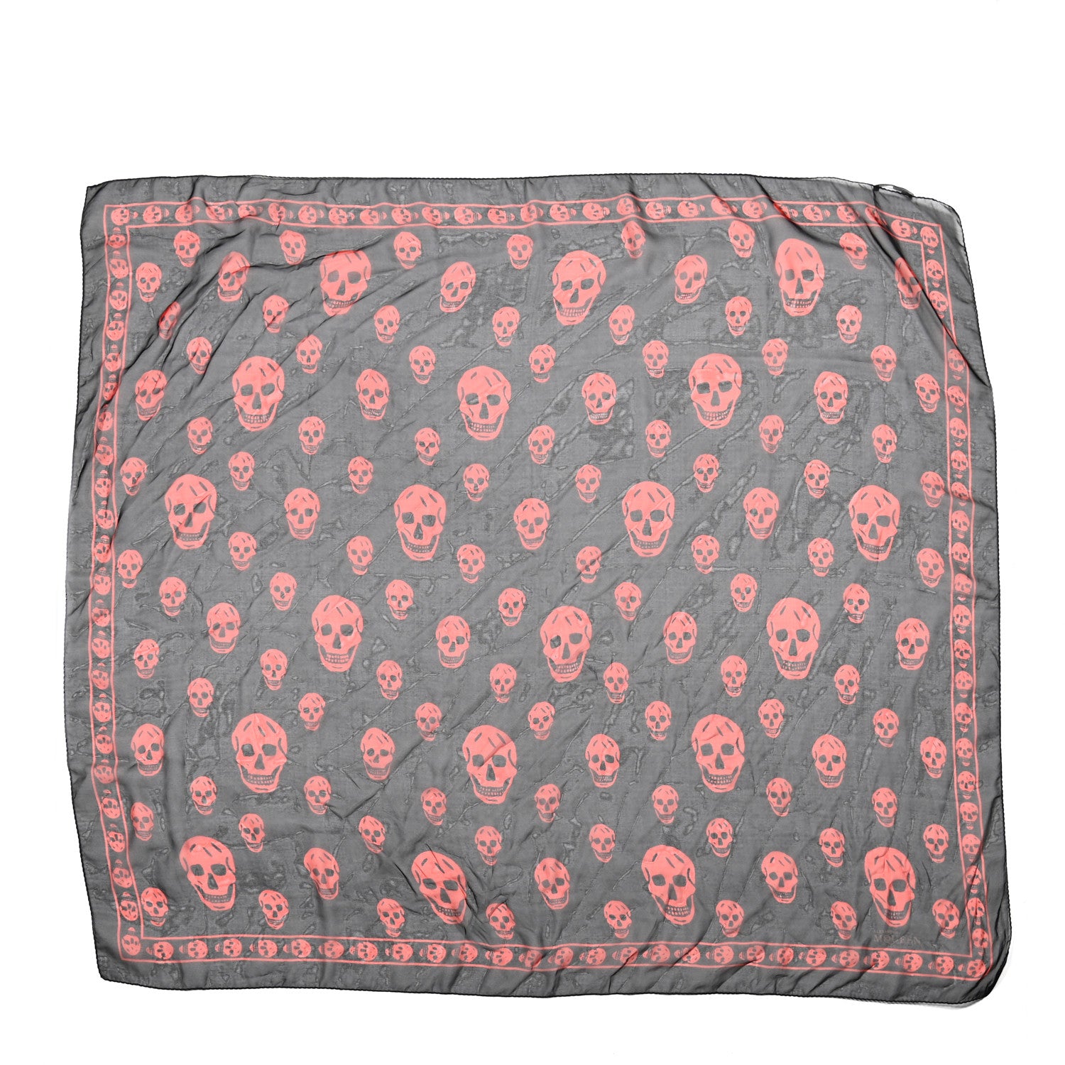 Alexander McQueen Silk Skull Scarf Black Pink 1 of 3