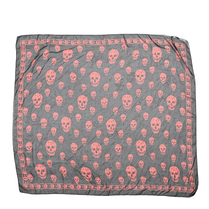 Alexander McQueen Silk Skull Scarf Black Pink 1 of 3