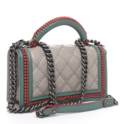 Chanel Calfskin Quilted Medium Boy Top Handle Flap Grey 3 of 10