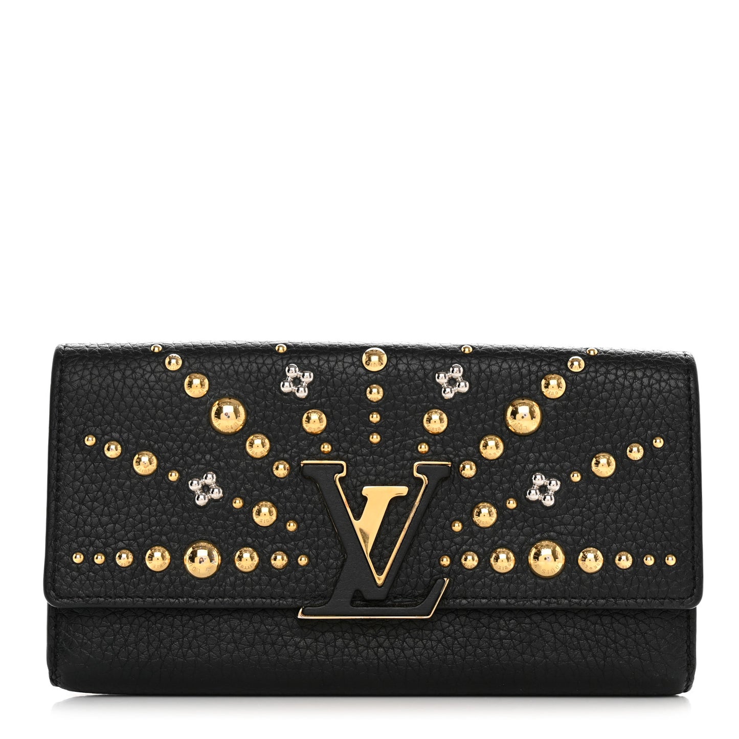 Taurillon Studded Sol Capucines Wallet Black