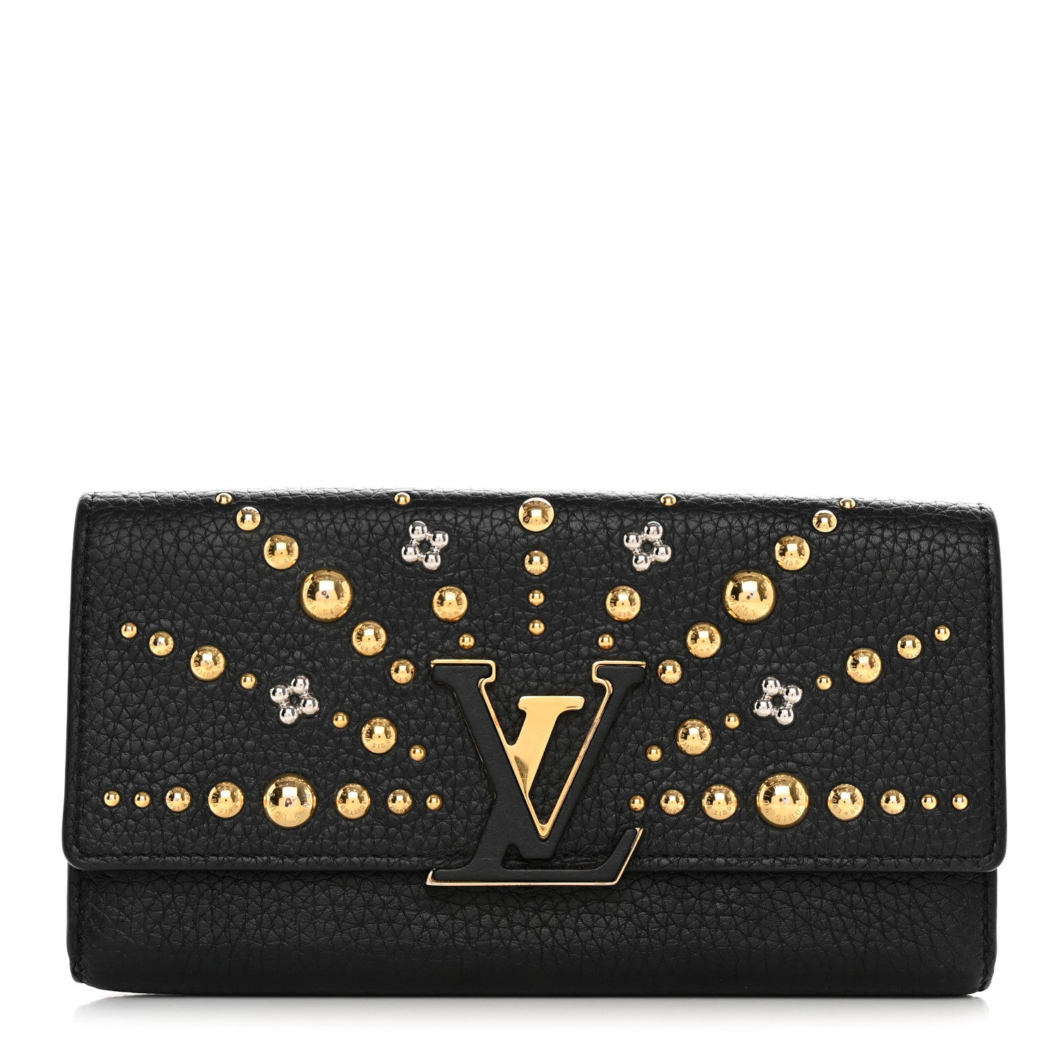 Louis Vuitton Taurillon Studded Sol Capucines Wallet Black 1 of 7