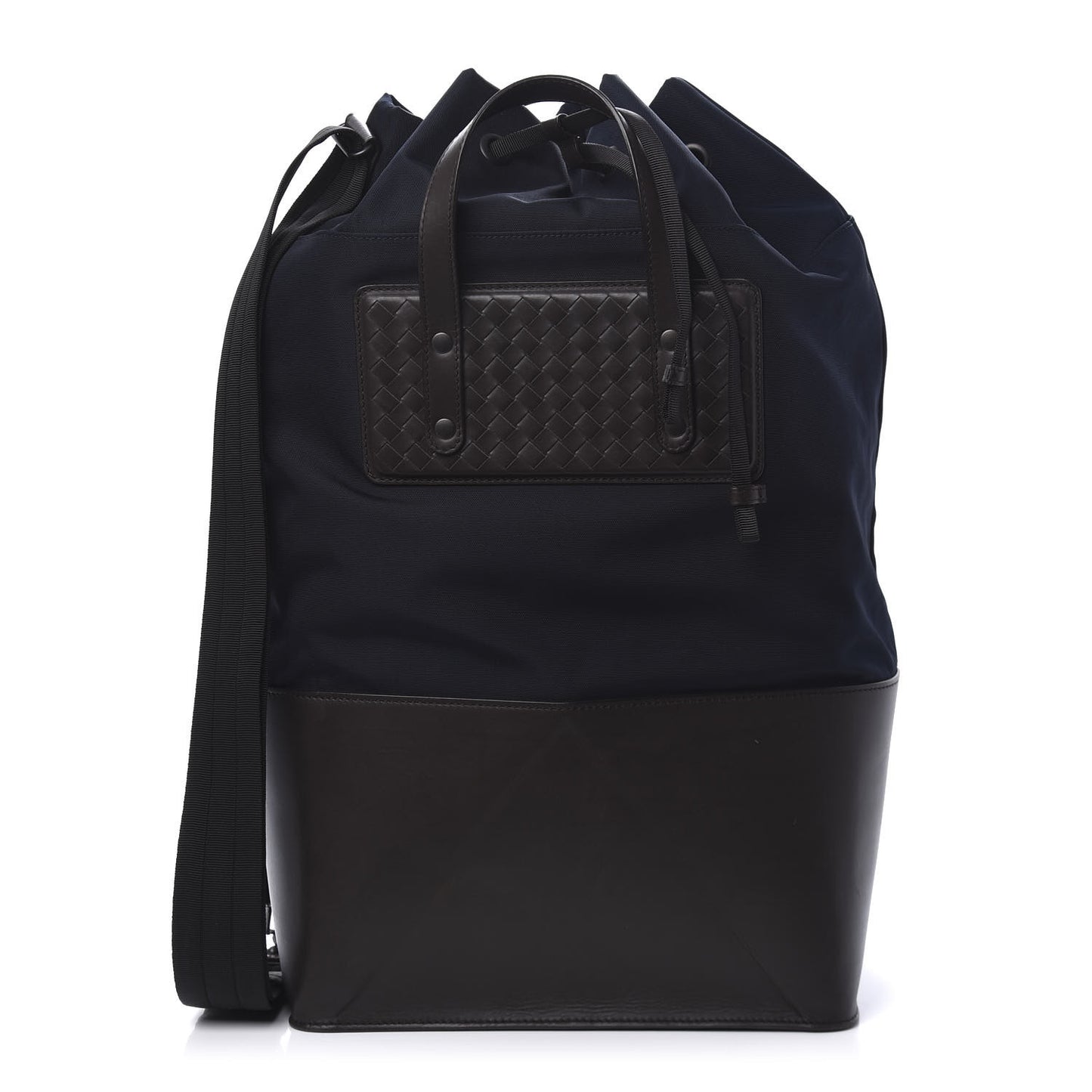 Calfskin Intrecciato Canvas Collapsible Travel Bag Ebano