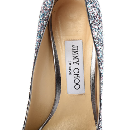 Jimmy Choo Glitter Pointy Toe Romy 85 Pumps 37.5 Bubblegum Mix 8 of 10