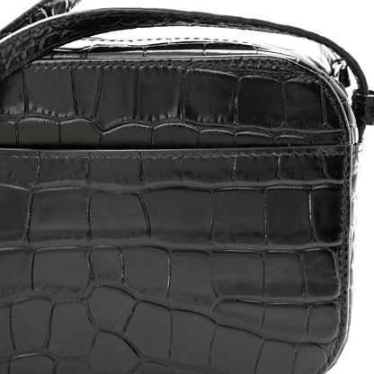 Balenciaga Shiny Calfskin Logo Crocodile Embossed XS Everyday Camera Bag Black 12 of 12