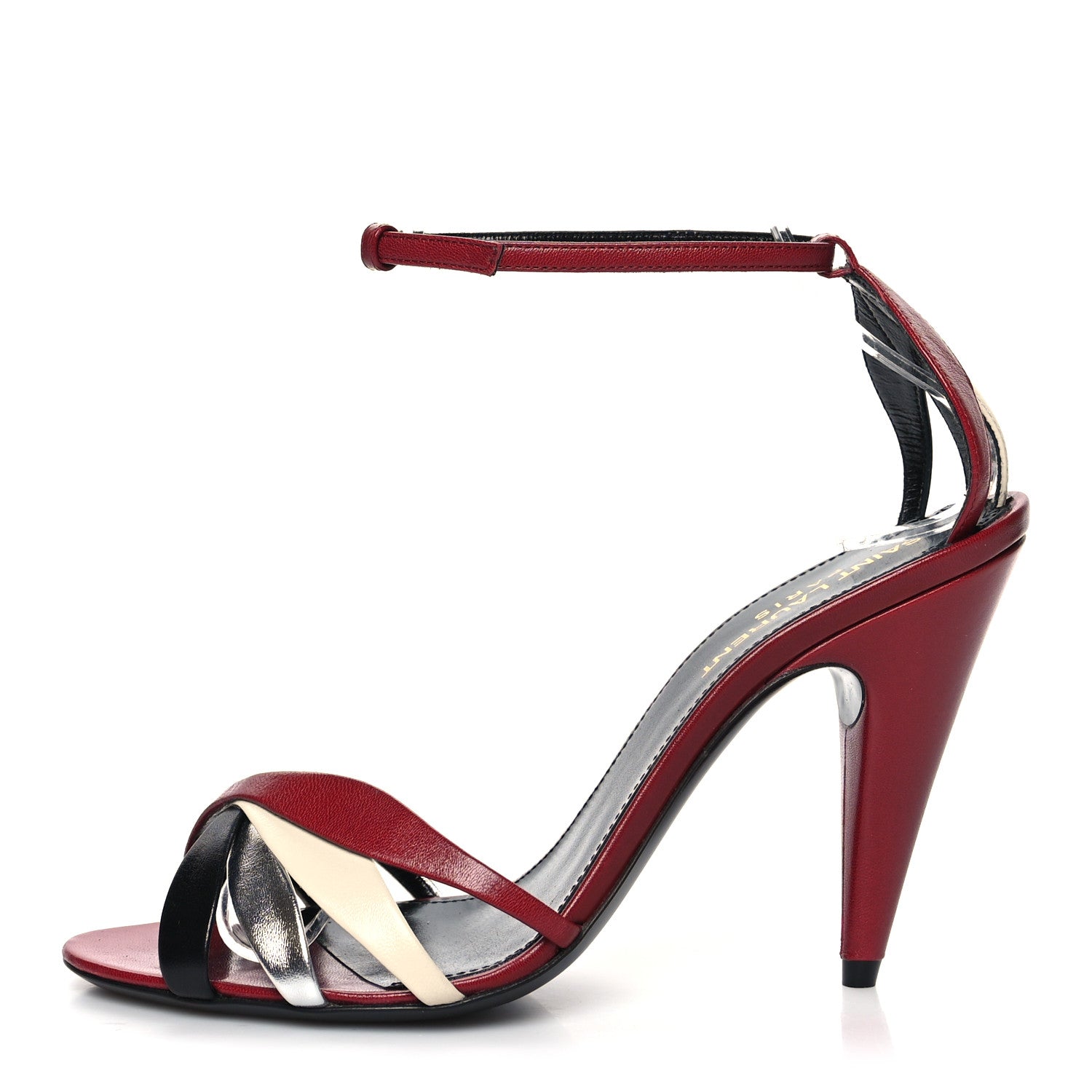Saint Laurent Calfskin Kristen 95 Sandal Heels 36 Red Multicolor 1 of 9