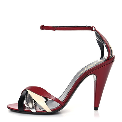 Saint Laurent Calfskin Kristen 95 Sandal Heels 36 Red Multicolor 1 of 9