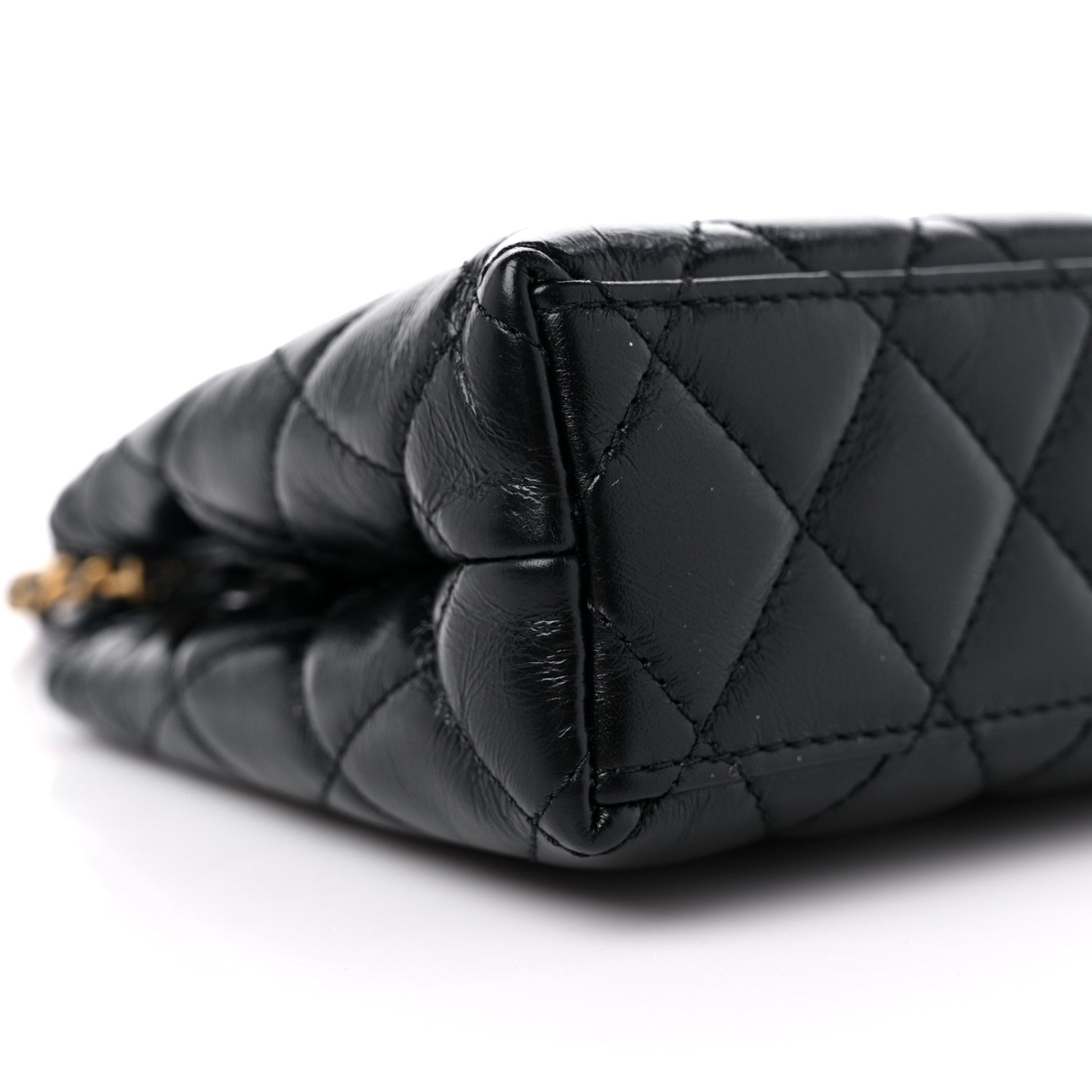 Chanel Shiny Aged Calfskin Quilted Nano Kelly Shopper Black 8 of 10