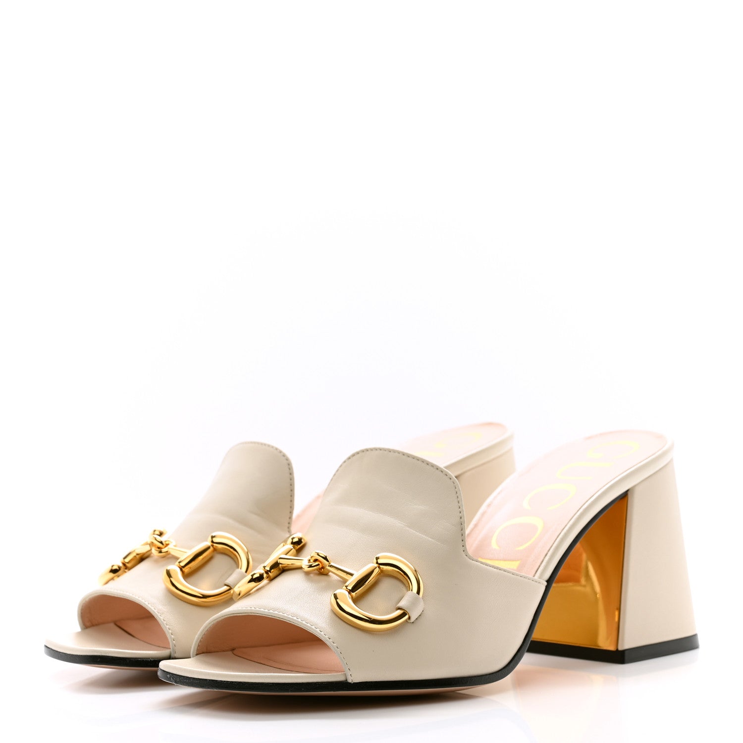 Gucci Nappa Horsebit 75mm Slide Sandals 37 Mystic White 3 of 9