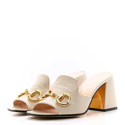 Gucci Nappa Horsebit 75mm Slide Sandals 37 Mystic White 3 of 9