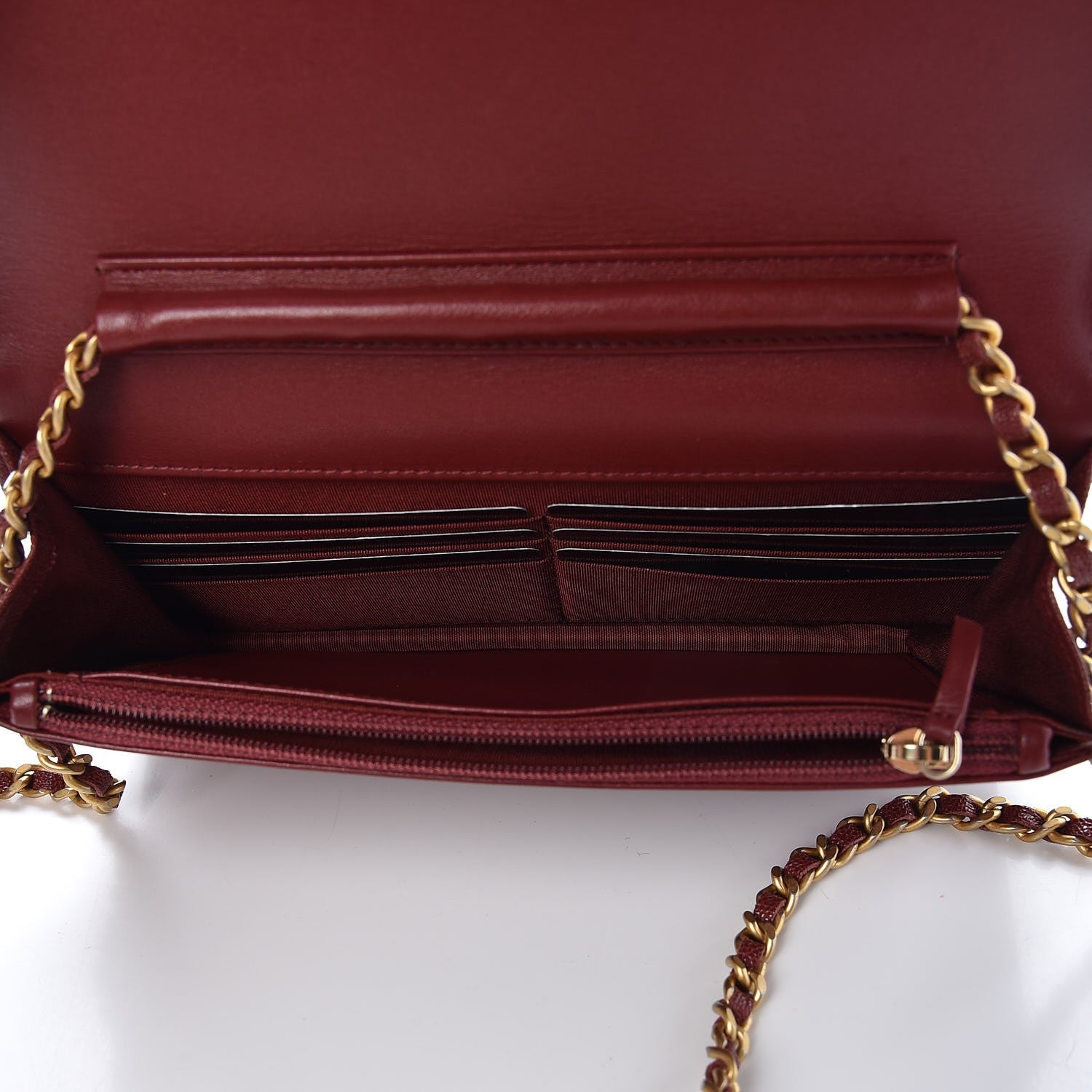 Chanel Caviar Quilted Boy Wallet On Chain WOC Burgundy 5 of 9