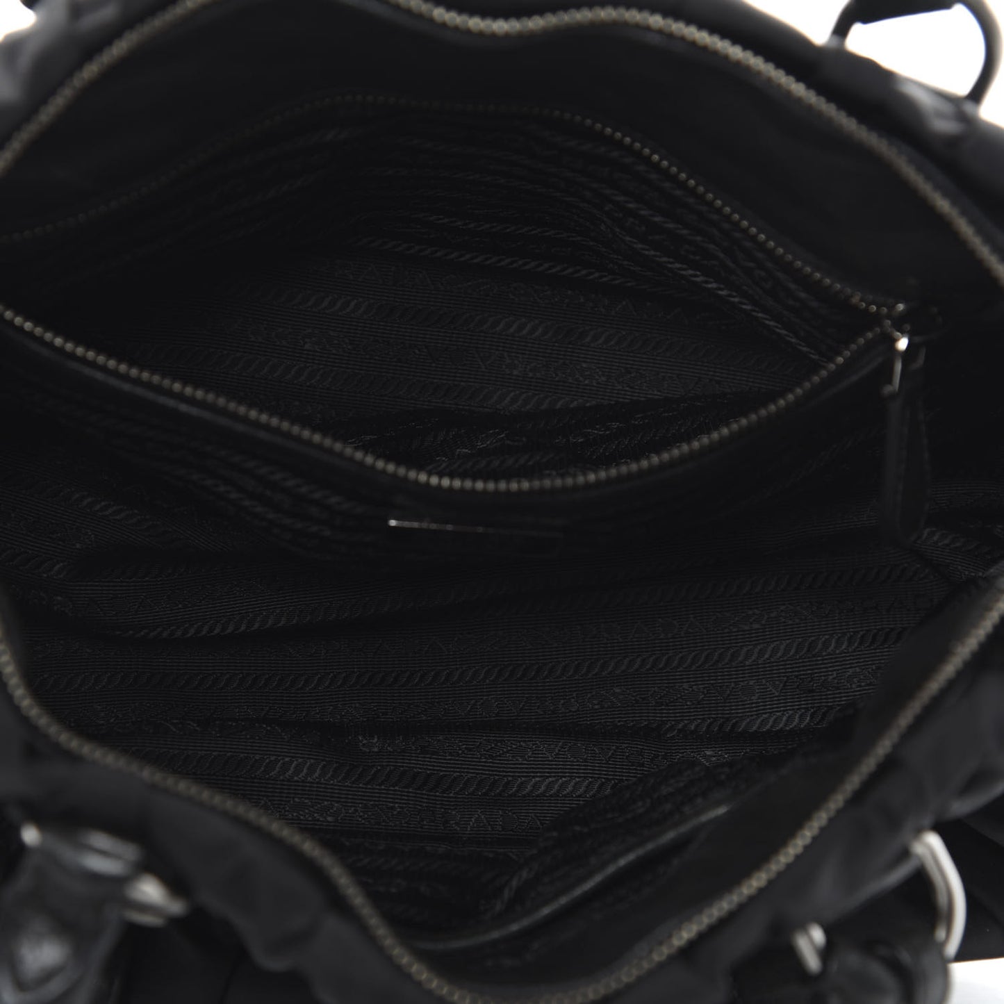 Tessuto Nylon Nappa Braided Gaufre Shoulder Bag Black