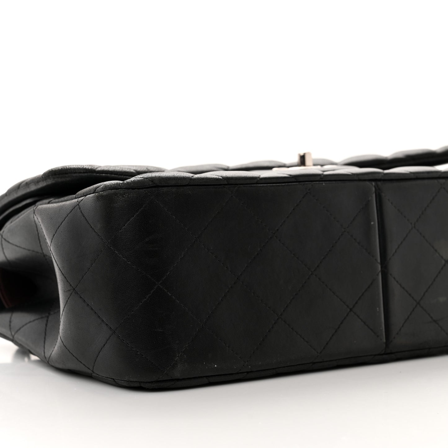 Lambskin Quilted Jumbo Double Flap Black