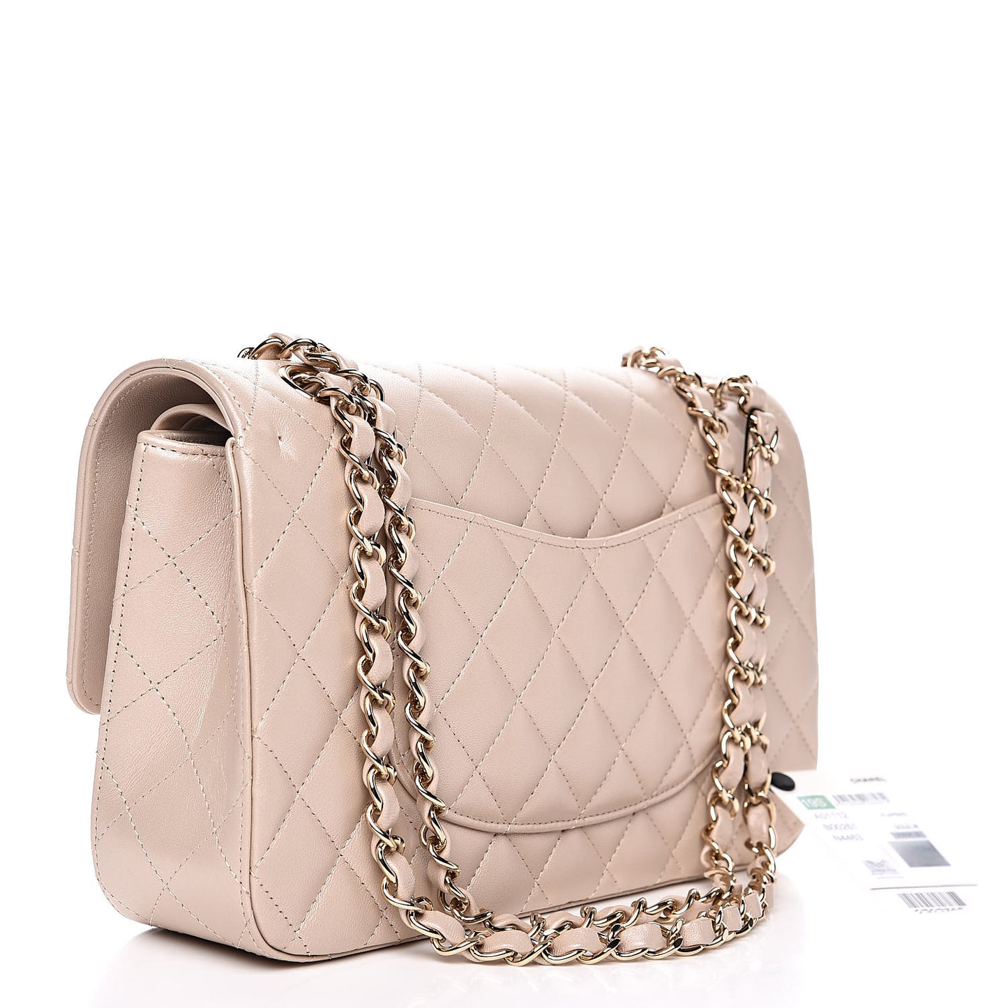 Iridescent Lambskin Quilted Medium Double Flap Light Beige