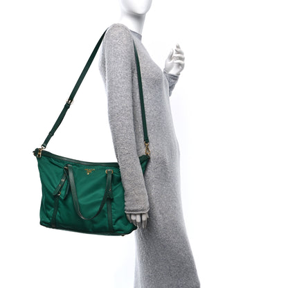 Prada Tessuto Nylon Saffiano Tote Oleandro 2 of 10