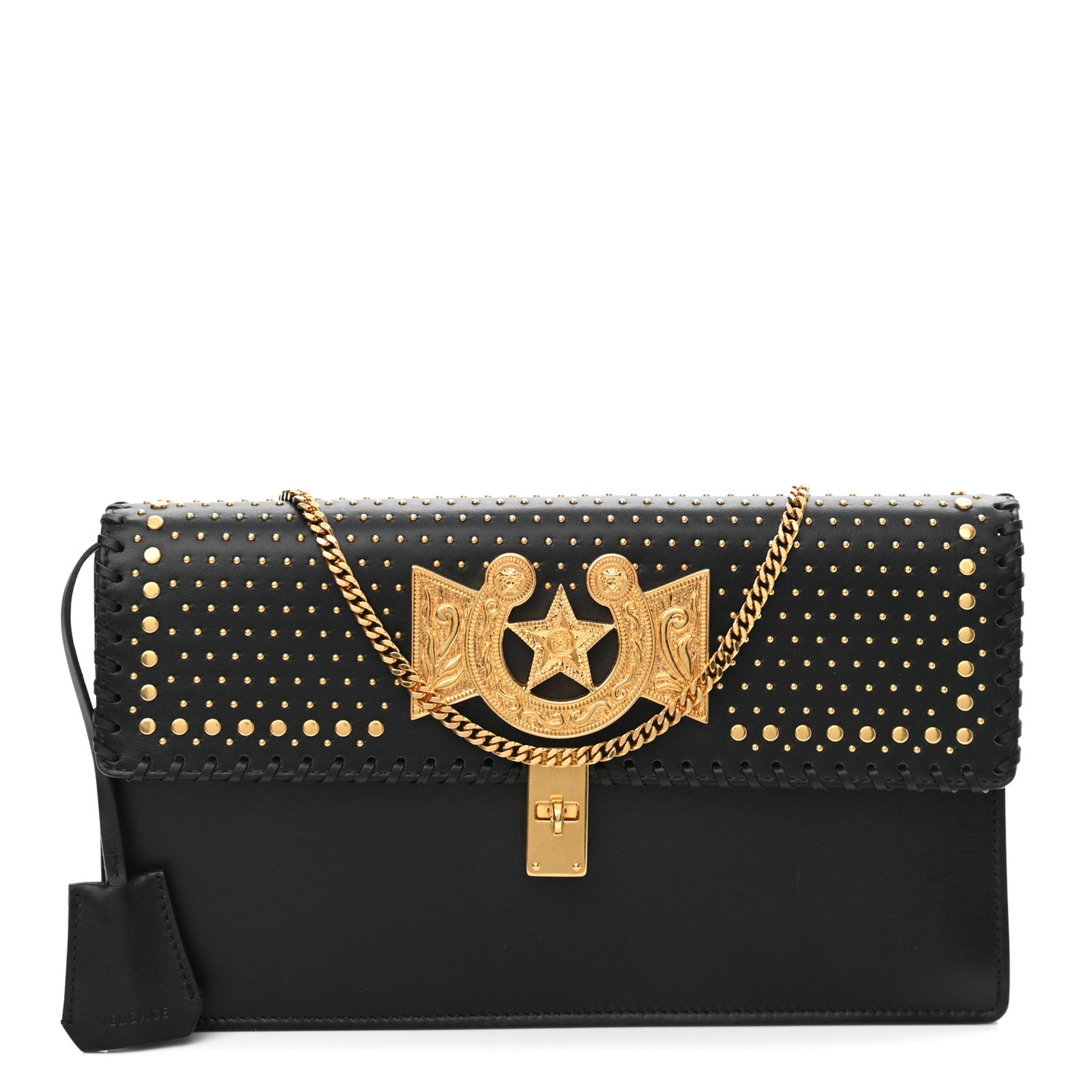 Nappa Whipstitch Icon Western Chain Shoulder Bag Black
