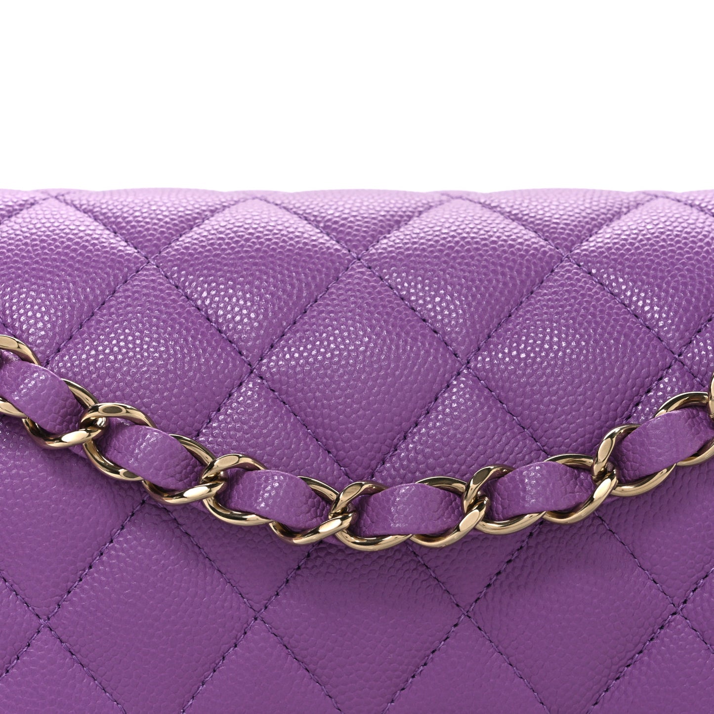 Caviar Quilted Small Double Flap Purple
