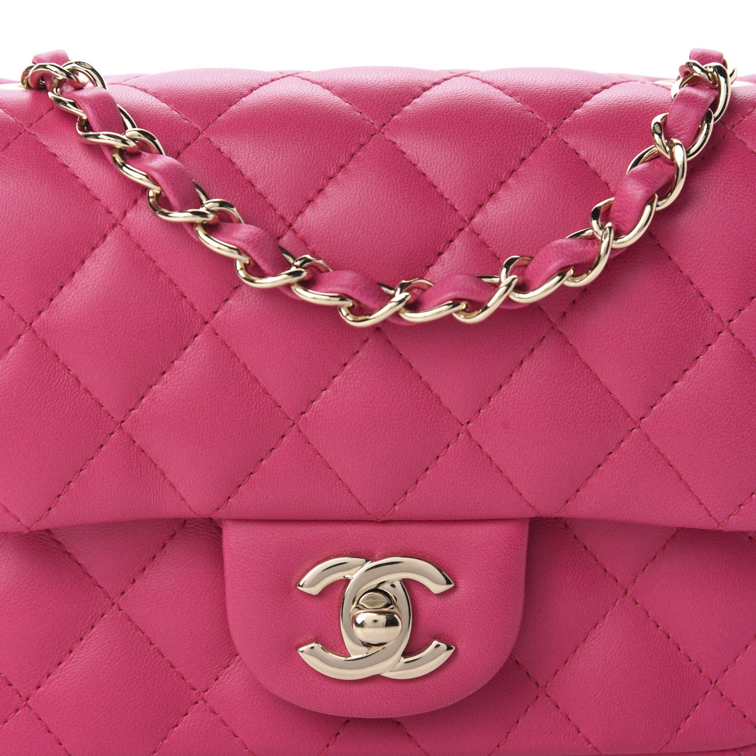 Chanel Lambskin Quilted Mini Square Flap Fuchsia 13 of 14