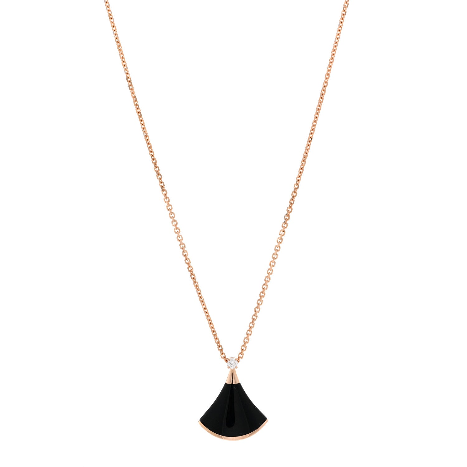 Bulgari 18K Rose Gold Diamond Black Onyx Divas' Dream Pendant Necklace 1 of 5