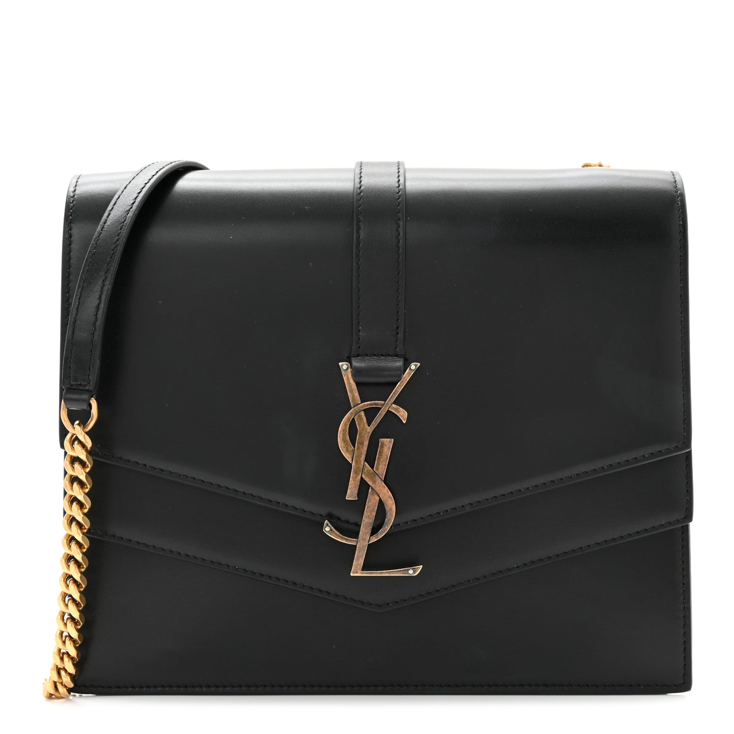 Smooth Calfskin Monogram Medium Sulpice Shoulder Bag Black
