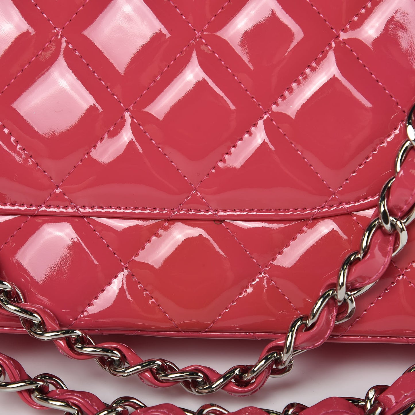 Patent Maxi Quilted Double Flap Dark Pink