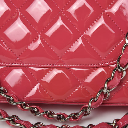 Chanel Patent Maxi Quilted Double Flap Dark Pink 14 of 15