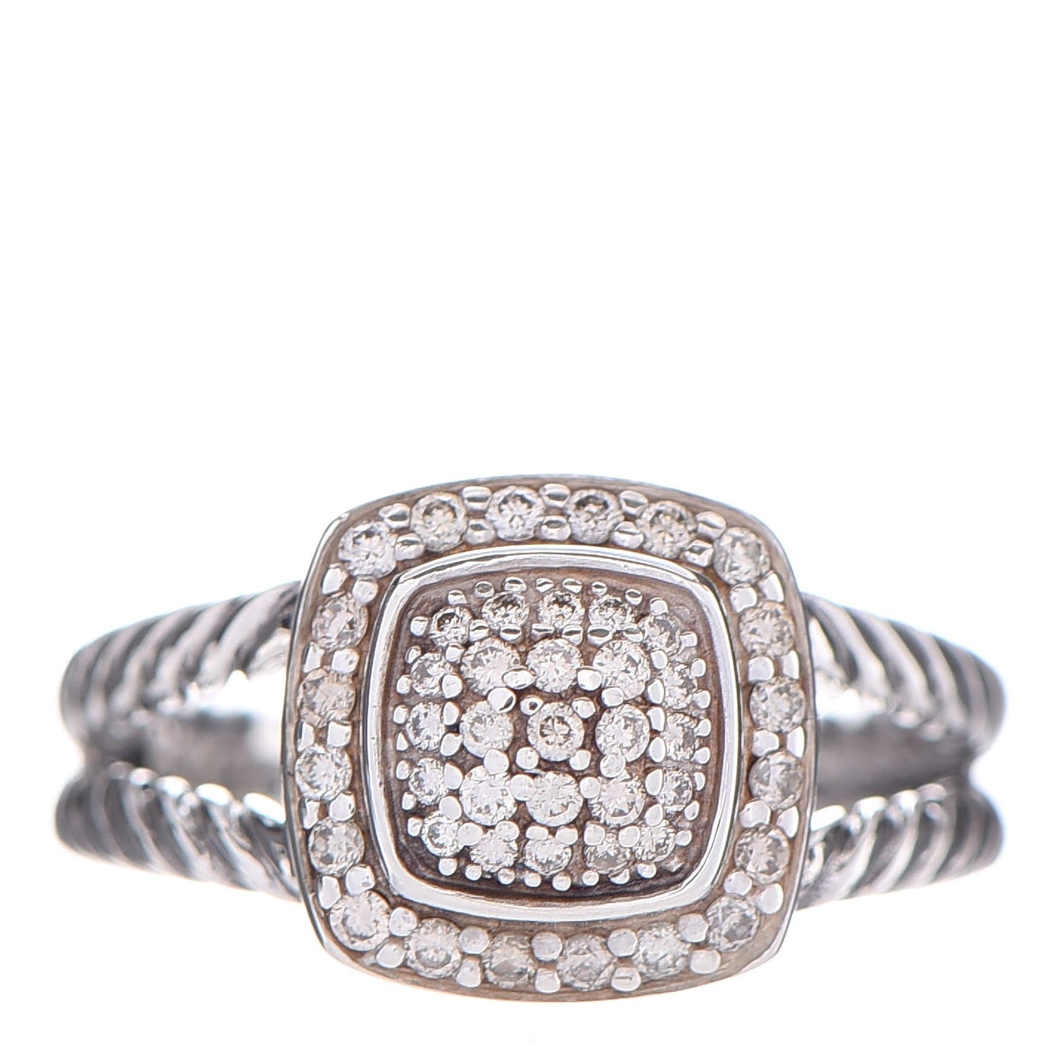 David Yurman Sterling Silver Diamond 7mm Petite Albion Pave Ring 52 6 1 of 4