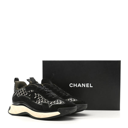 Chanel Suede Calfskin Embroidered CC Sneakers 40 Black 11 of 11