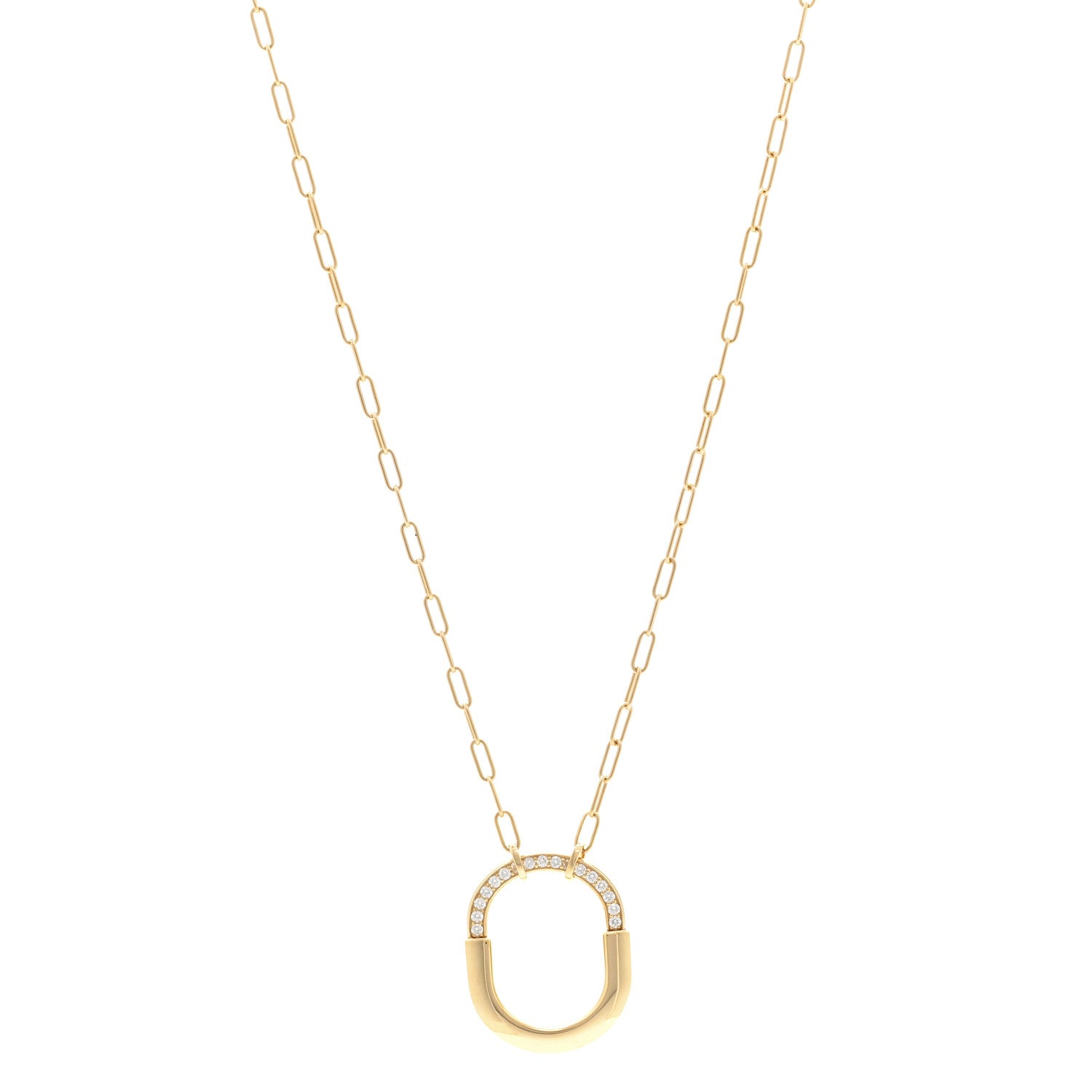 Tiffany 18K Yellow Gold Diamond Medium Lock Pendant Necklace 1 of 6