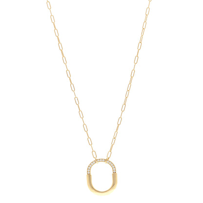 Tiffany 18K Yellow Gold Diamond Medium Lock Pendant Necklace 1 of 6