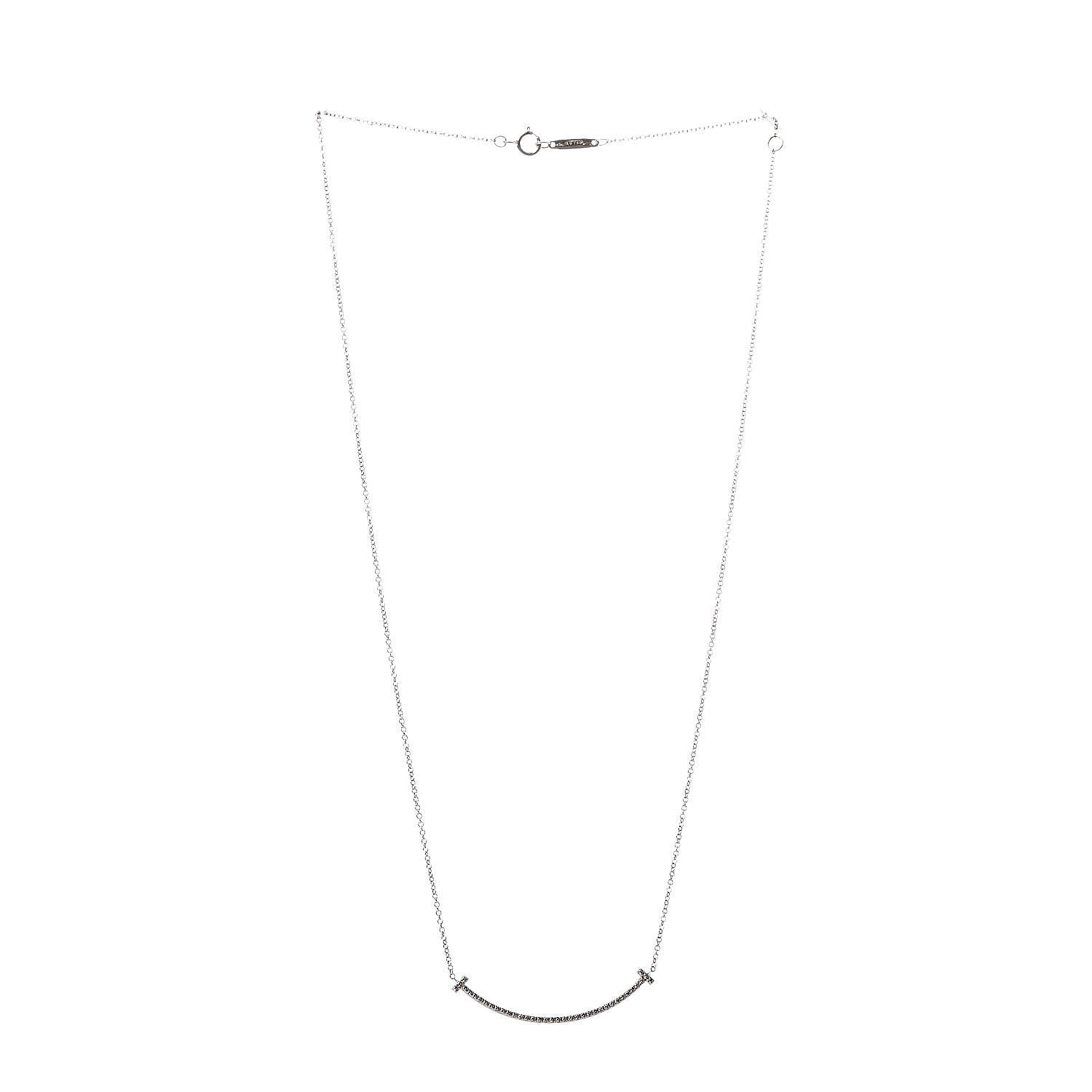 Tiffany 18K Yellow Gold Diamond Small T Smile Pendant Necklace 3 of 7
