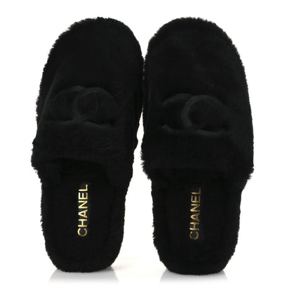 Chanel Shearling CC Flat Mules 40 Black 2 of 10