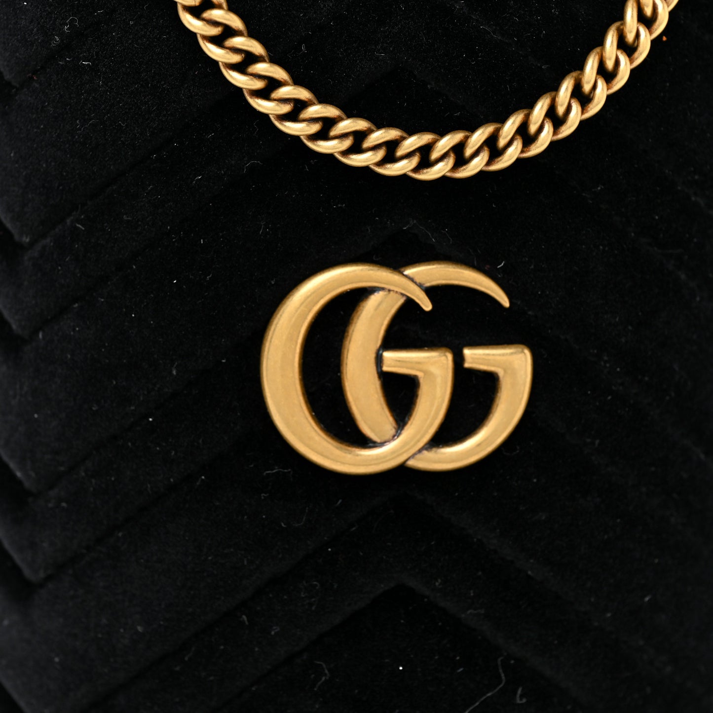 Velvet Matelasse Mini GG Marmont 2.0 Bucket Bag Black