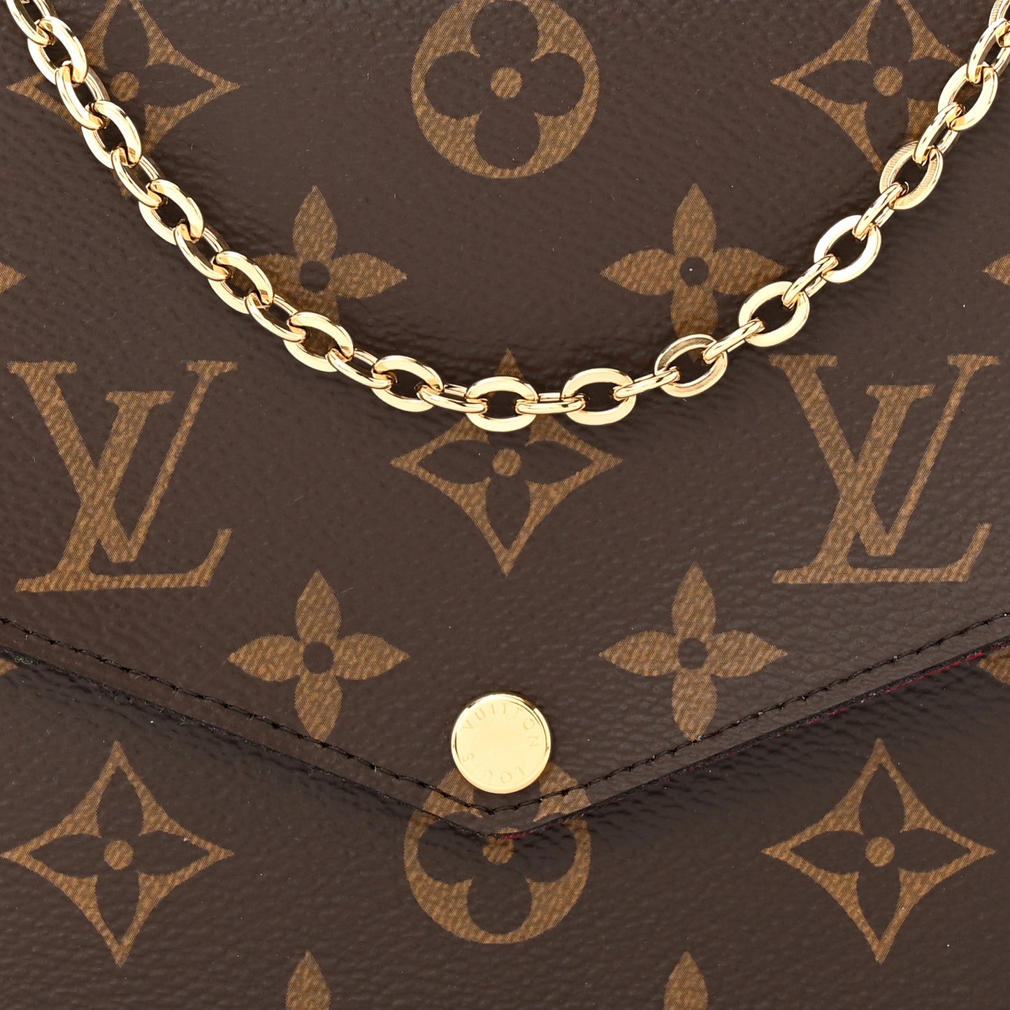 Monogram Pochette Felicie Chain Wallet Fuchsia