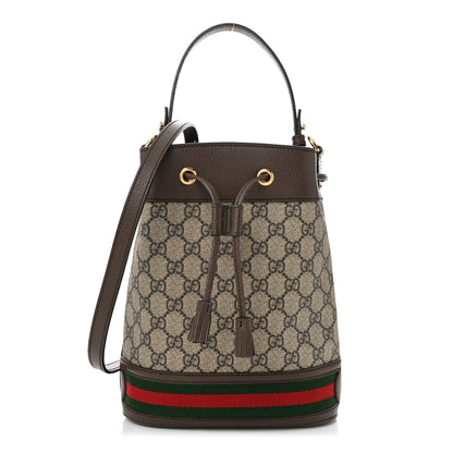 Gucci GG Supreme Monogram Web Small Ophidia Bucket Bag Brown 1 of 10