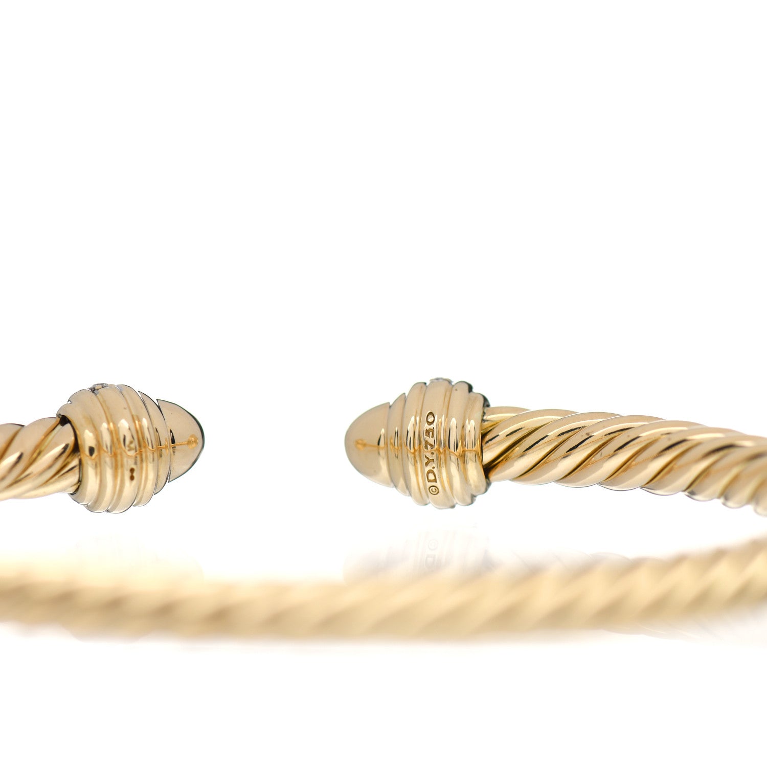 David Yurman 18K Yellow Gold Diamond 5mm Cable Classics Dome Bracelet 4 of 4
