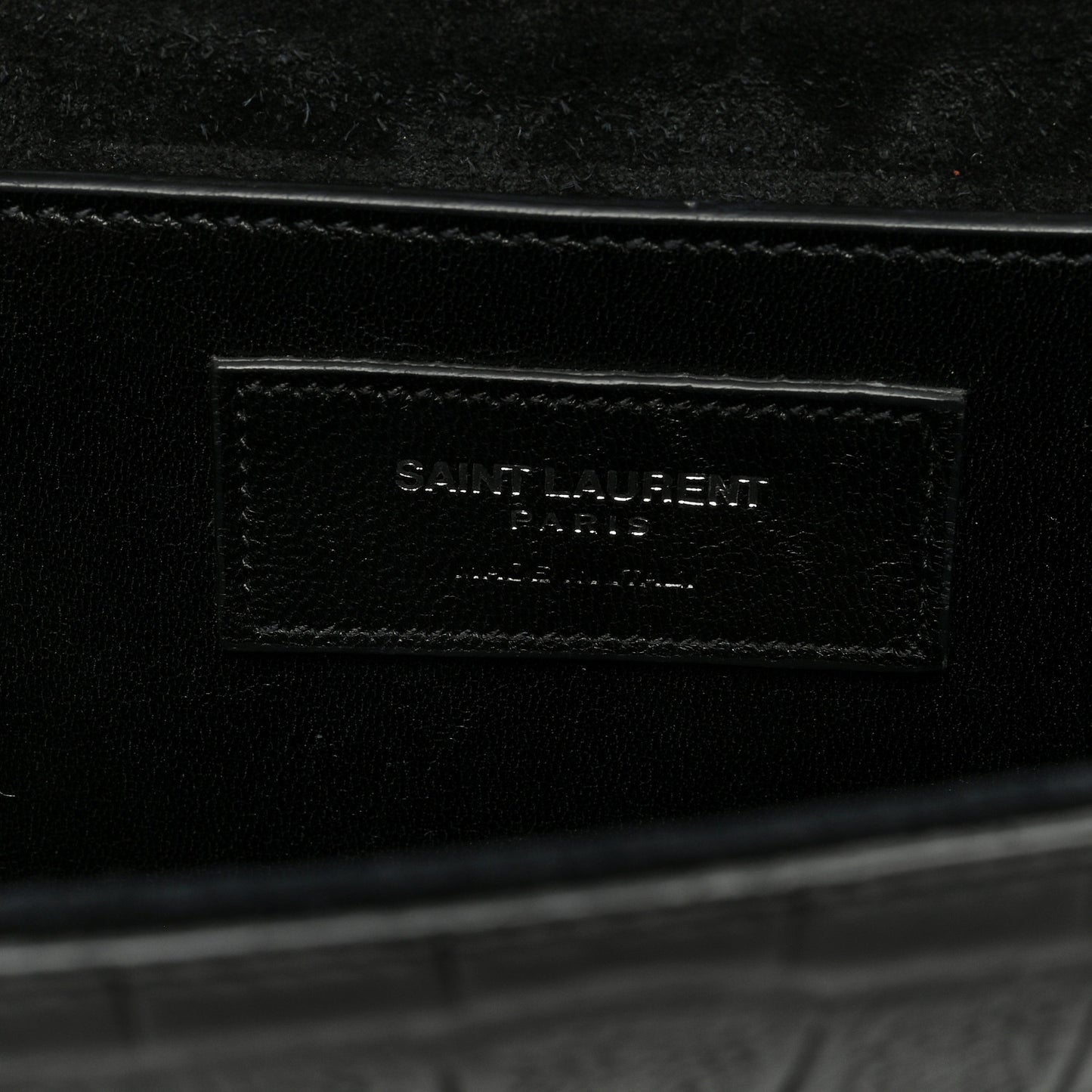 Calfskin Crocodile Embossed Classic Monogram Cassandre Clutch Black