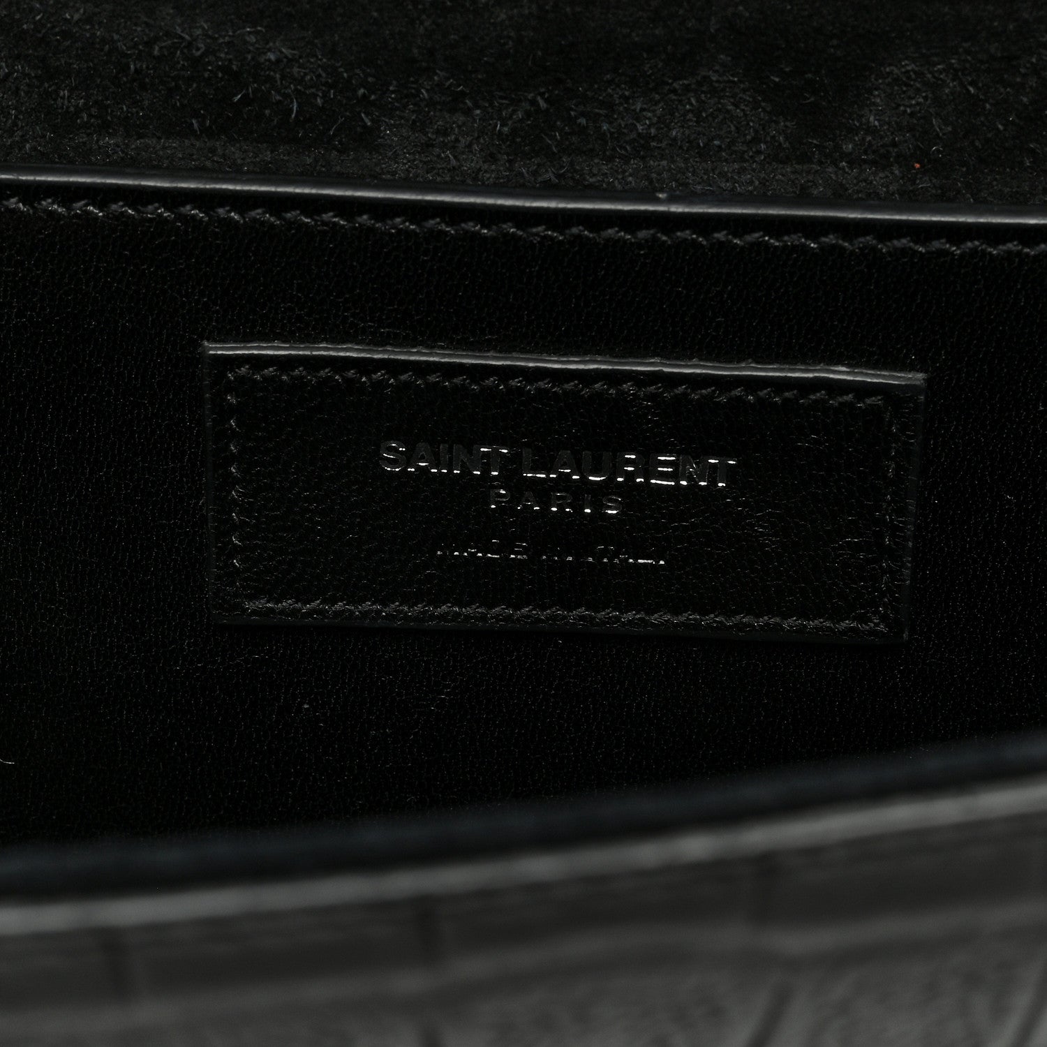 Saint Laurent Calfskin Crocodile Embossed Classic Monogram Cassandre Clutch Black 6 of 8