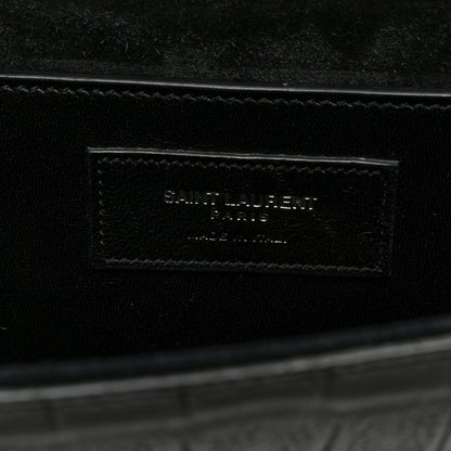 Saint Laurent Calfskin Crocodile Embossed Classic Monogram Cassandre Clutch Black 6 of 8